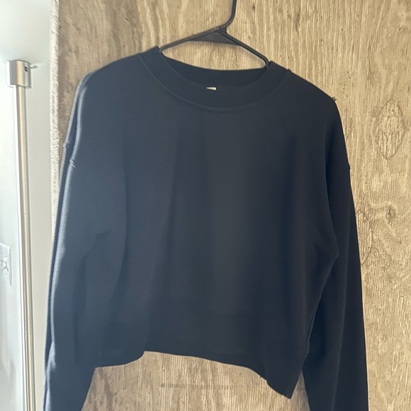 Lululemon Perfectly Oversized Cropped Crew - Terry Black - Size 4 - Picture 2 of 3